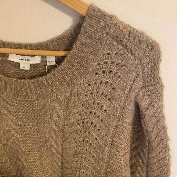 NWT Vince Cable Knit Crewneck Merino Wool Cashmere Blend Sweater, Size L - Picture 5 of 11